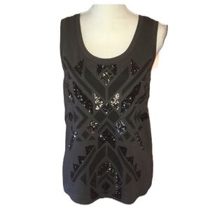 Express | Gray/Black Sequin Tank w/Lace Back | S